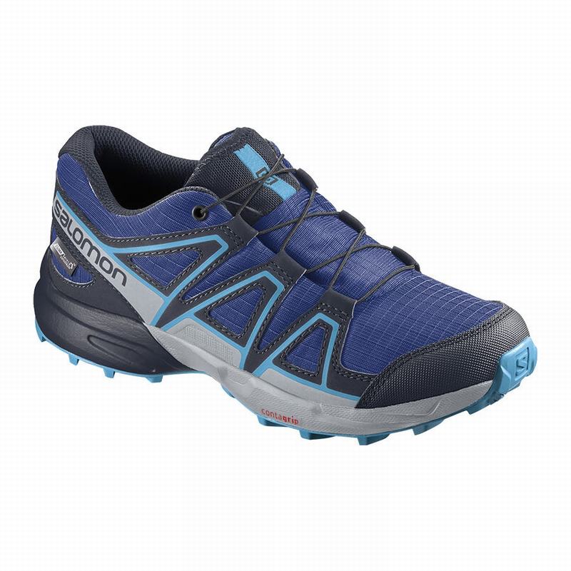 SALOMON UK SPEEDCROSS CLIMASALOMON™ WATERPROOF - Kids Trail Running Shoes Navy/Blue,TCYQ87561